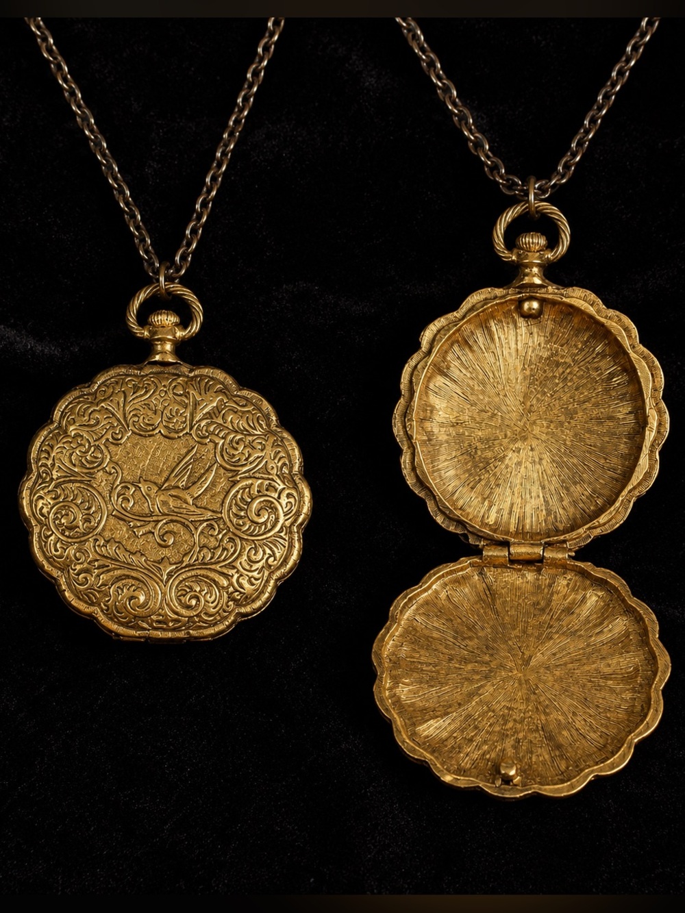 Vintage Max Factor Golden Lark Locket Compact l Bird Pendant - 1960s